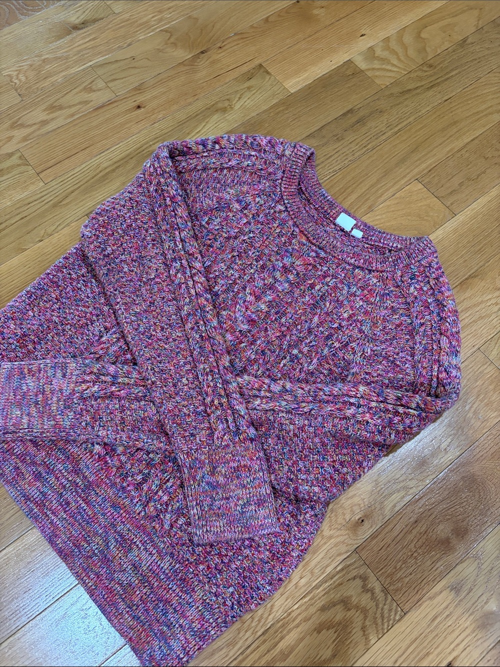 Womens Multicolor Crewneck Sweater - Pink Blend